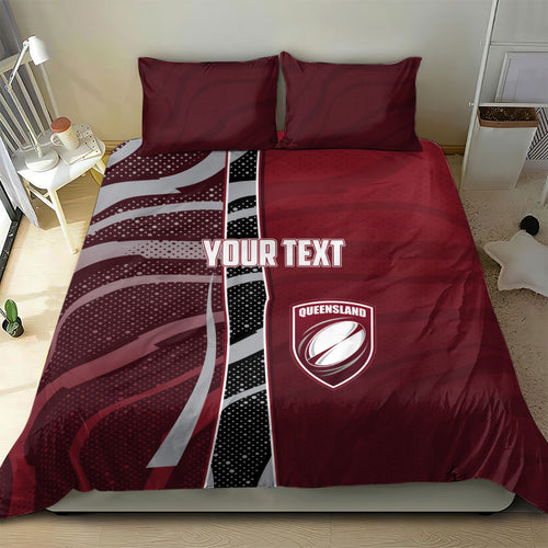 Personalized Queensland Oztag Bedding Set Abstract Wave And Dotted Pattern Sports