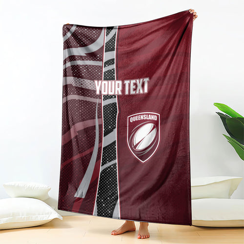Personalized Queensland Oztag Blanket Abstract Wave And Dotted Pattern Sports