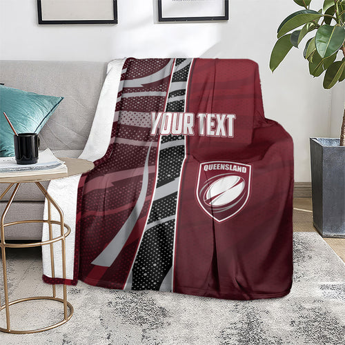Personalized Queensland Oztag Blanket Abstract Wave And Dotted Pattern Sports