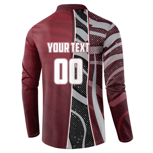 Personalized Queensland Oztag Button Sweatshirt Abstract Wave And Dotted Pattern Sports