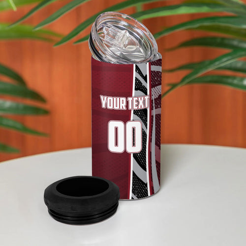 Personalized Queensland Oztag 4 in 1 Can Cooler Tumbler Abstract Wave And Dotted Pattern Sports