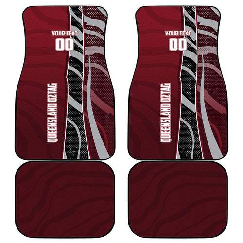 Personalized Queensland Oztag Car Mats Abstract Wave And Dotted Pattern Sports