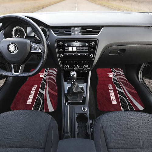 Personalized Queensland Oztag Car Mats Abstract Wave And Dotted Pattern Sports