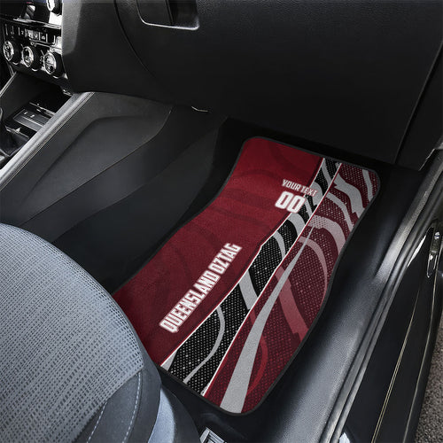Personalized Queensland Oztag Car Mats Abstract Wave And Dotted Pattern Sports