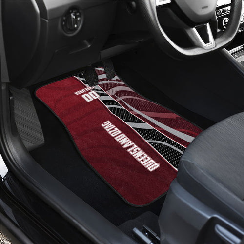 Personalized Queensland Oztag Car Mats Abstract Wave And Dotted Pattern Sports