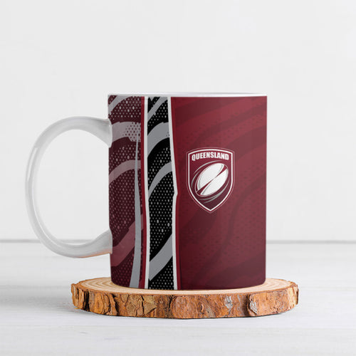 Personalized Queensland Oztag Ceramic Mug Abstract Wave And Dotted Pattern Sports