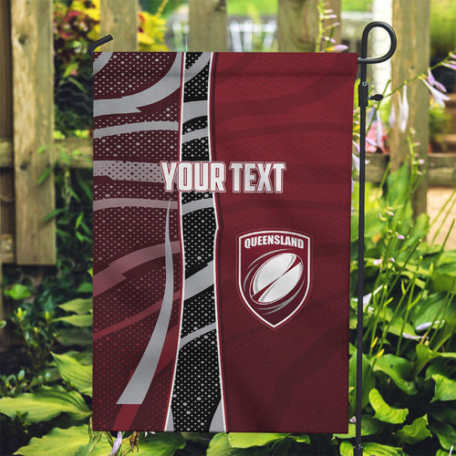 Personalized Queensland Oztag Garden Flag Abstract Wave And Dotted Pattern Sports