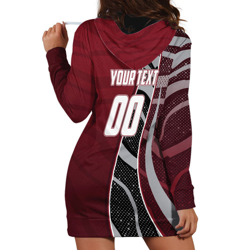 Personalized Queensland Oztag Hoodie Dress Abstract Wave And Dotted Pattern Sports