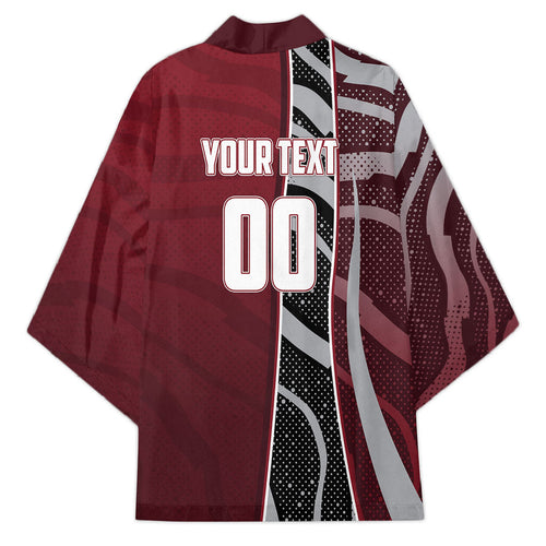 Personalized Queensland Oztag Kimono Abstract Wave And Dotted Pattern Sports
