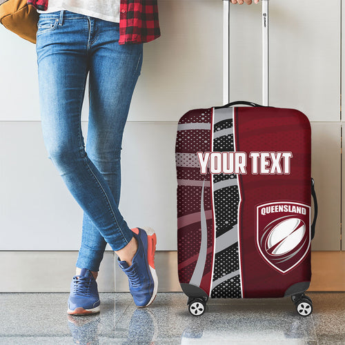 Personalized Queensland Oztag Luggage Cover Abstract Wave And Dotted Pattern Sports