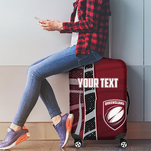 Personalized Queensland Oztag Luggage Cover Abstract Wave And Dotted Pattern Sports