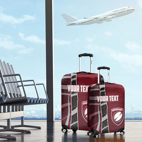 Personalized Queensland Oztag Luggage Cover Abstract Wave And Dotted Pattern Sports