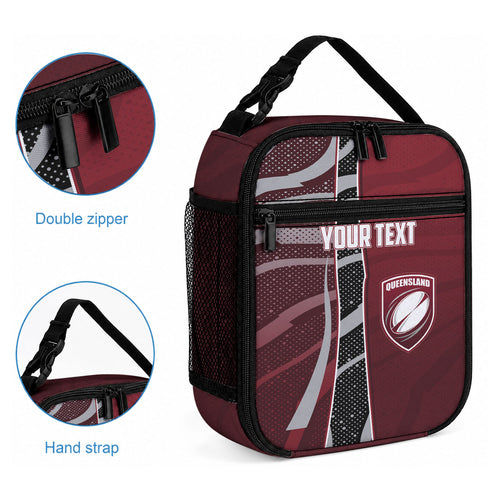Personalized Queensland Oztag Lunch Bag Abstract Wave And Dotted Pattern Sports