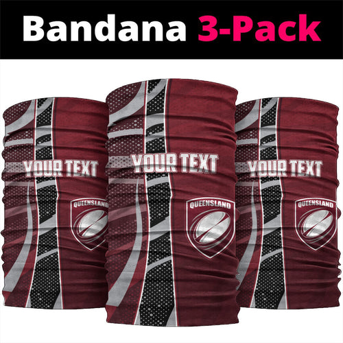 Personalized Queensland Oztag Neck Gaiter Abstract Wave And Dotted Pattern Sports