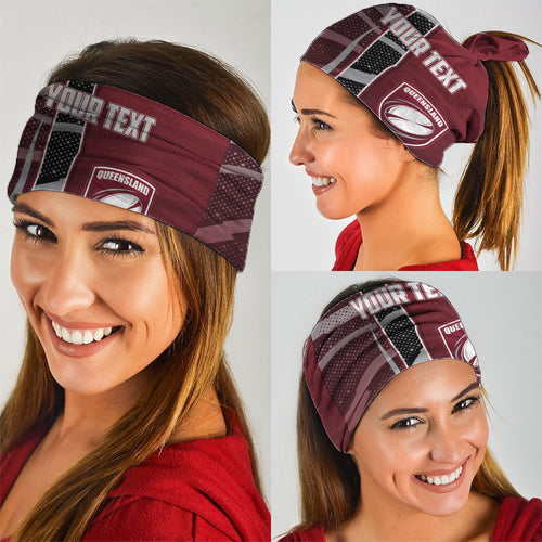 Personalized Queensland Oztag Neck Gaiter Abstract Wave And Dotted Pattern Sports