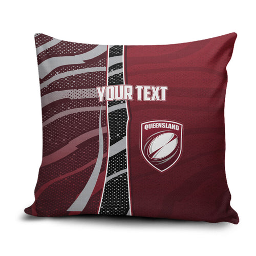 Personalized Queensland Oztag Pillow Cover Abstract Wave And Dotted Pattern Sports