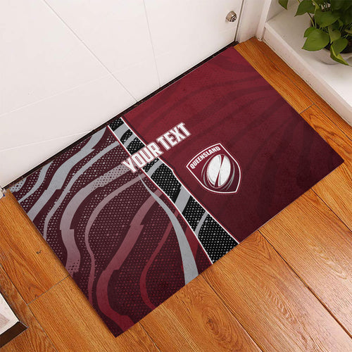 Personalized Queensland Oztag Rubber Doormat Abstract Wave And Dotted Pattern Sports
