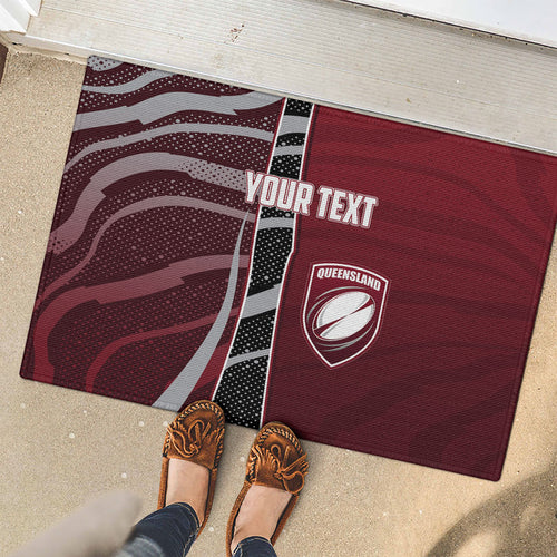 Personalized Queensland Oztag Rubber Doormat Abstract Wave And Dotted Pattern Sports