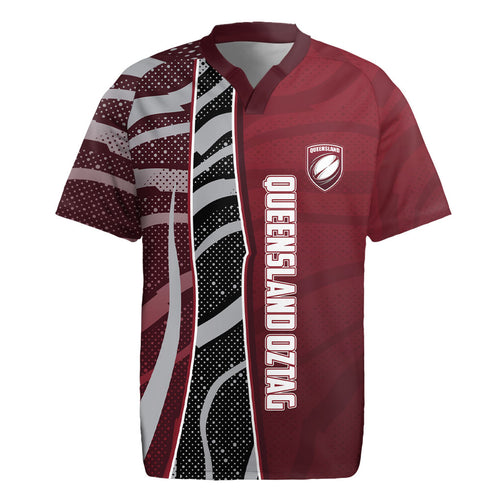 Personalized Queensland Oztag Rugby Jersey Abstract Wave And Dotted Pattern Sports