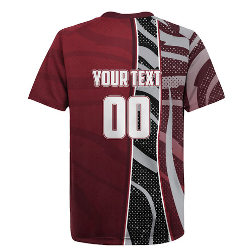 Personalized Queensland Oztag Rugby Jersey Abstract Wave And Dotted Pattern Sports