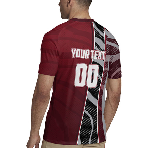 Personalized Queensland Oztag Rugby Jersey Abstract Wave And Dotted Pattern Sports