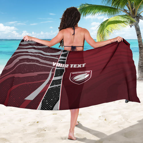 Personalized Queensland Oztag Sarong Abstract Wave And Dotted Pattern Sports