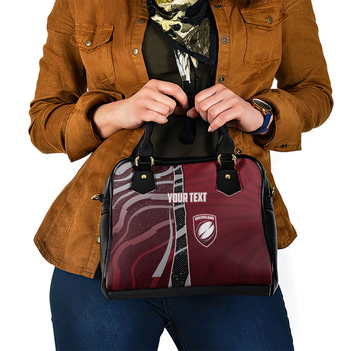 Personalized Queensland Oztag Shoulder Handbag Abstract Wave And Dotted Pattern Sports