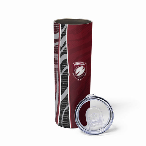 Personalized Queensland Oztag Skinny Tumbler Abstract Wave And Dotted Pattern Sports
