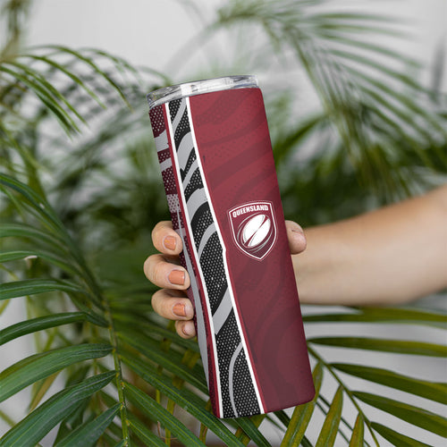 Personalized Queensland Oztag Skinny Tumbler Abstract Wave And Dotted Pattern Sports