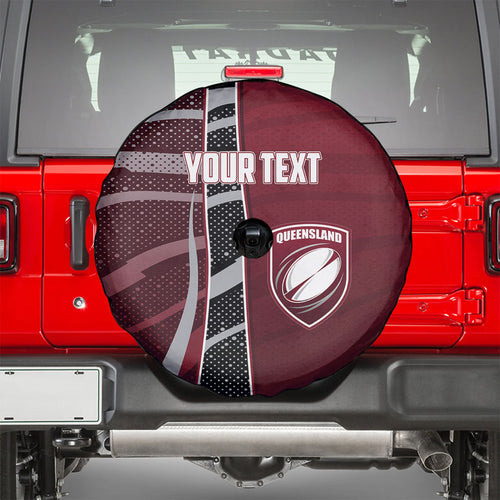 Personalized Queensland Oztag Spare Tire Cover Abstract Wave And Dotted Pattern Sports