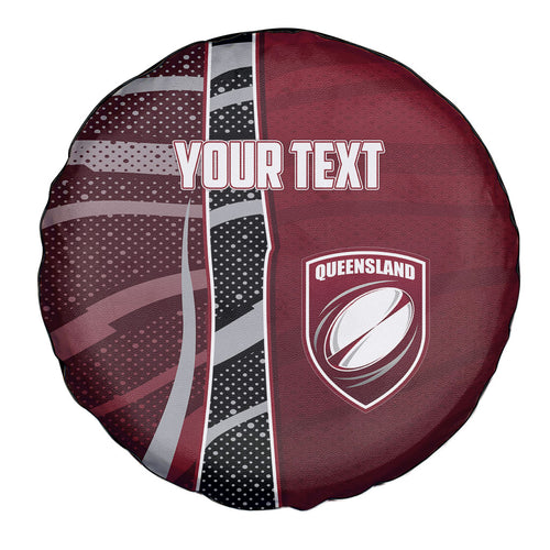 Personalized Queensland Oztag Spare Tire Cover Abstract Wave And Dotted Pattern Sports
