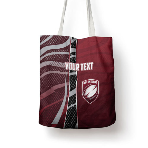 Personalized Queensland Oztag Tote Bag Abstract Wave And Dotted Pattern Sports