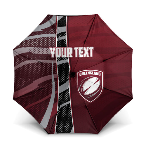 Personalized Queensland Oztag Umbrella Abstract Wave And Dotted Pattern Sports
