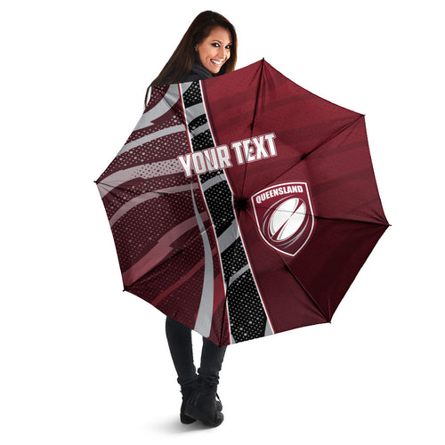 Personalized Queensland Oztag Umbrella Abstract Wave And Dotted Pattern Sports