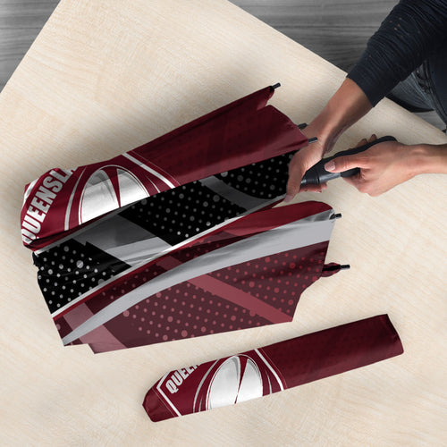 Personalized Queensland Oztag Umbrella Abstract Wave And Dotted Pattern Sports