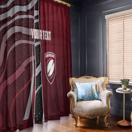 Personalized Queensland Oztag Window Curtain Abstract Wave And Dotted Pattern Sports