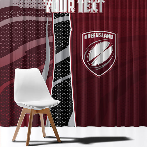 Personalized Queensland Oztag Window Curtain Abstract Wave And Dotted Pattern Sports