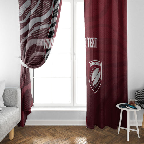Personalized Queensland Oztag Window Curtain Abstract Wave And Dotted Pattern Sports
