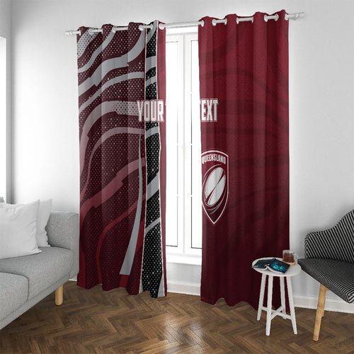 Personalized Queensland Oztag Window Curtain Abstract Wave And Dotted Pattern Sports