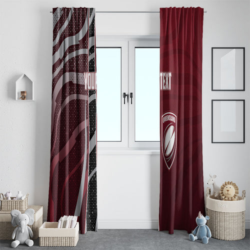 Personalized Queensland Oztag Window Curtain Abstract Wave And Dotted Pattern Sports