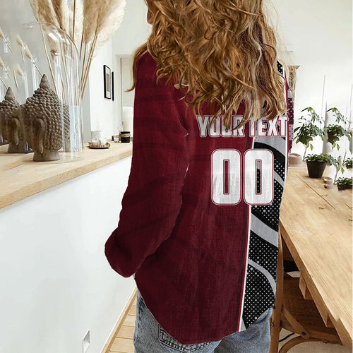 Personalized Queensland Oztag Women Casual Shirt Abstract Wave And Dotted Pattern Sports