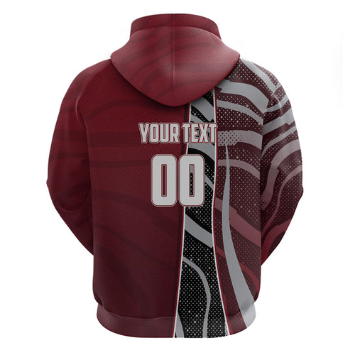 Personalized Queensland Oztag Zip Hoodie Abstract Wave And Dotted Pattern Sports