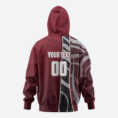 Personalized Queensland Oztag Zip Hoodie Abstract Wave And Dotted Pattern Sports