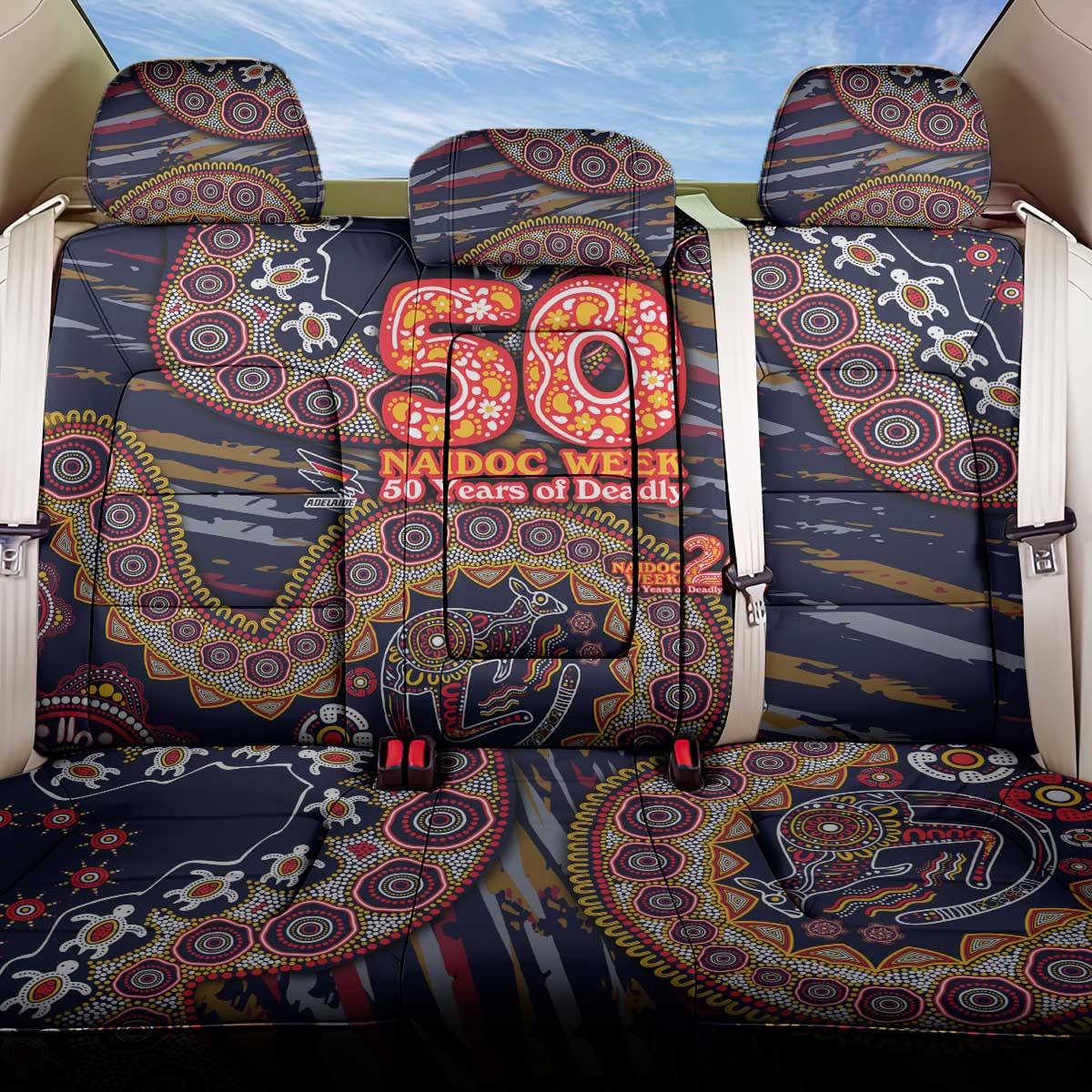 Adelaide Crows NAIDOC Week 2026 Back Car Seat Cover Australian Aboriginal Dot Art Dreamtime Pattern Style