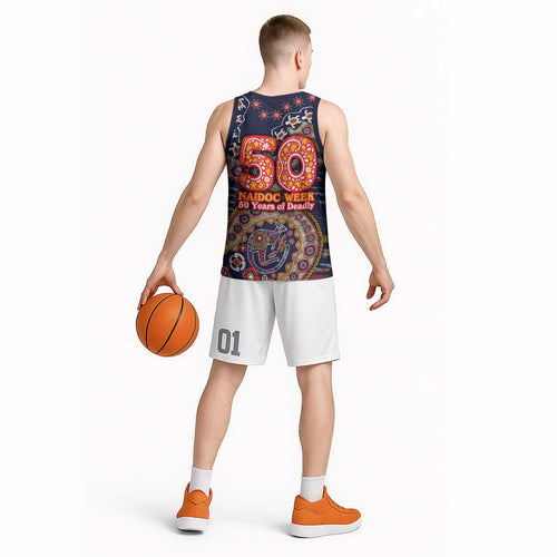 Adelaide Crows NAIDOC Week 2026 Basketball Jersey Australian Aboriginal Dot Art Dreamtime Pattern Style