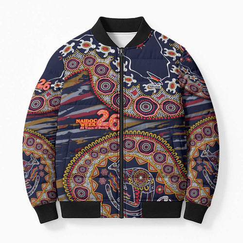 Adelaide Crows NAIDOC Week 2026 Bomber Puffer Jacket Australian Aboriginal Dot Art Dreamtime Pattern Style