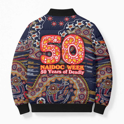 Adelaide Crows NAIDOC Week 2026 Bomber Puffer Jacket Australian Aboriginal Dot Art Dreamtime Pattern Style