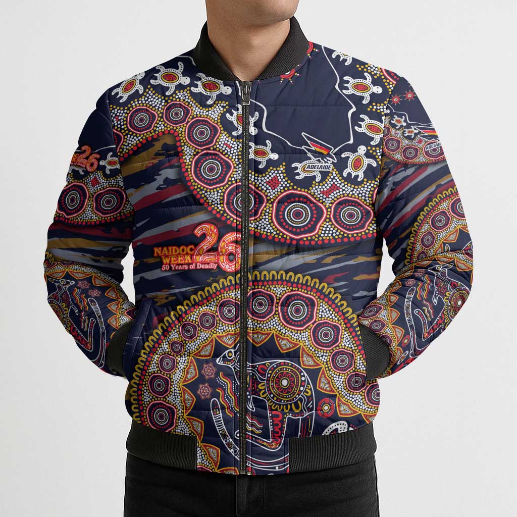 Adelaide Crows NAIDOC Week 2026 Bomber Puffer Jacket Australian Aboriginal Dot Art Dreamtime Pattern Style