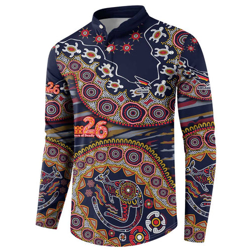 Adelaide Crows NAIDOC Week 2026 Button Sweatshirt Australian Aboriginal Dot Art Dreamtime Pattern Style