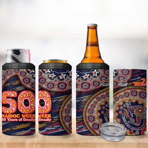 Adelaide Crows NAIDOC Week 2026 4 in 1 Can Cooler Tumbler Australian Aboriginal Dot Art Dreamtime Pattern Style